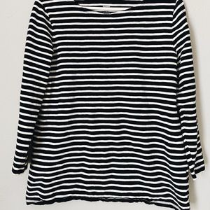 Women’s Old Navy shirt. Black and white striped. Size large.